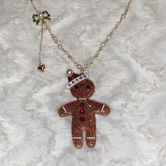 Betsey Johnson Gingerbread Man Statement Pendant Necklace - Picture 6 of 10